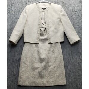 Tahari Dress & Jacket Women's 4 Multi Sequin Pleated Empire Waist Back Zip EUC